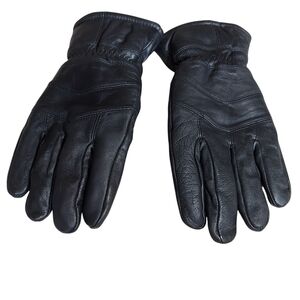Men's Durable Black Leather Fleece Lined Gloves Large